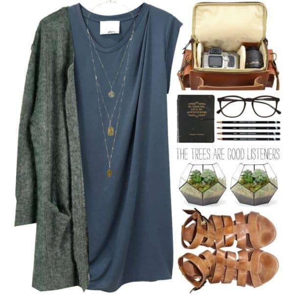 T-shirt dress and cardigan