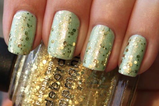 Seafoam green with at touch of gold glitter