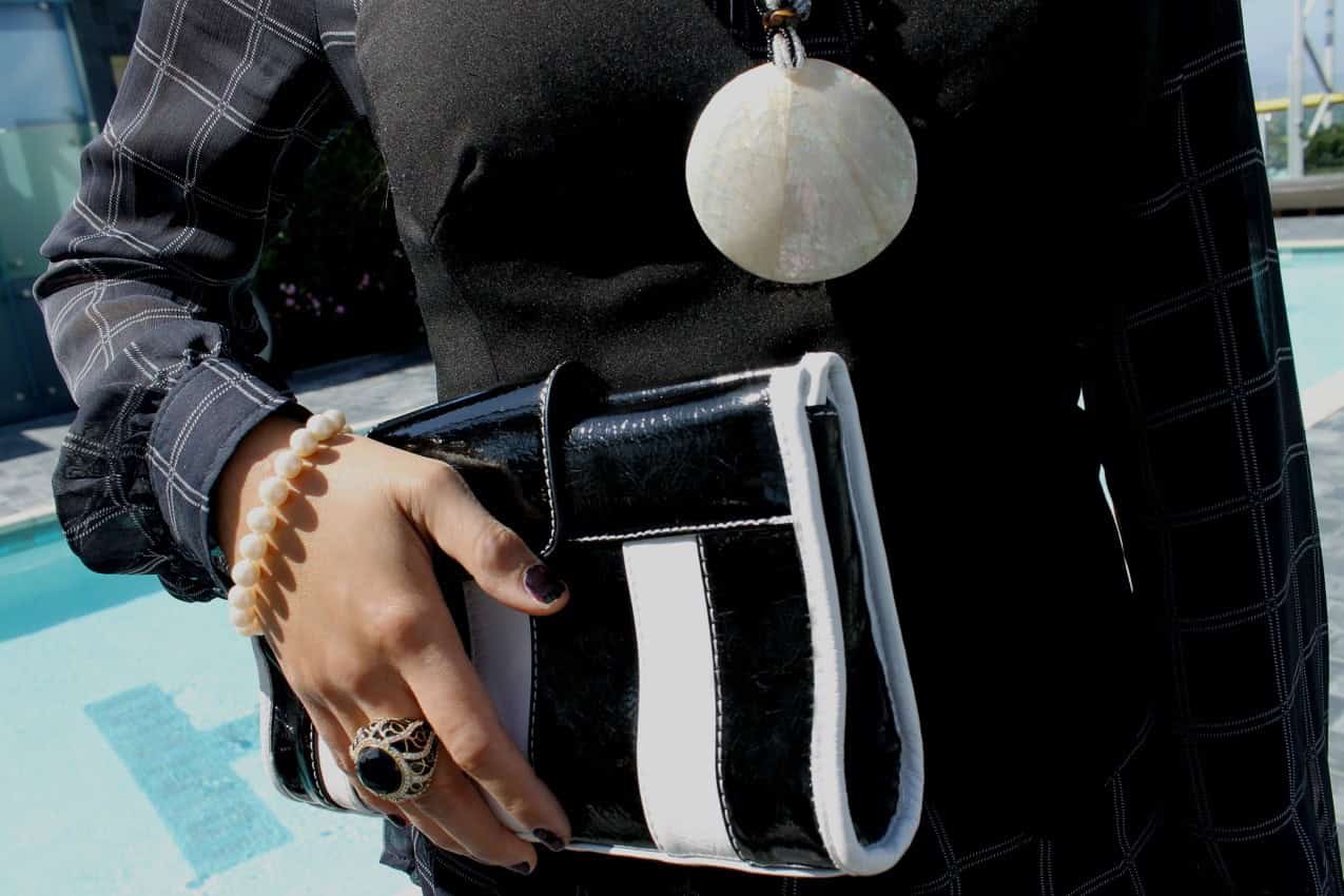 Striped clutch