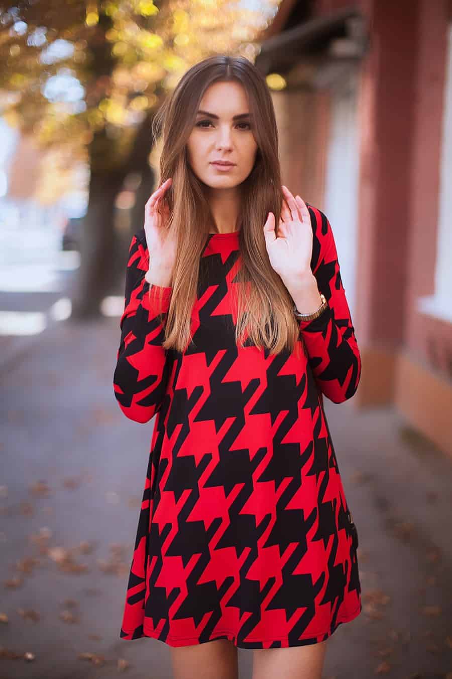 Houndstooth mini dress