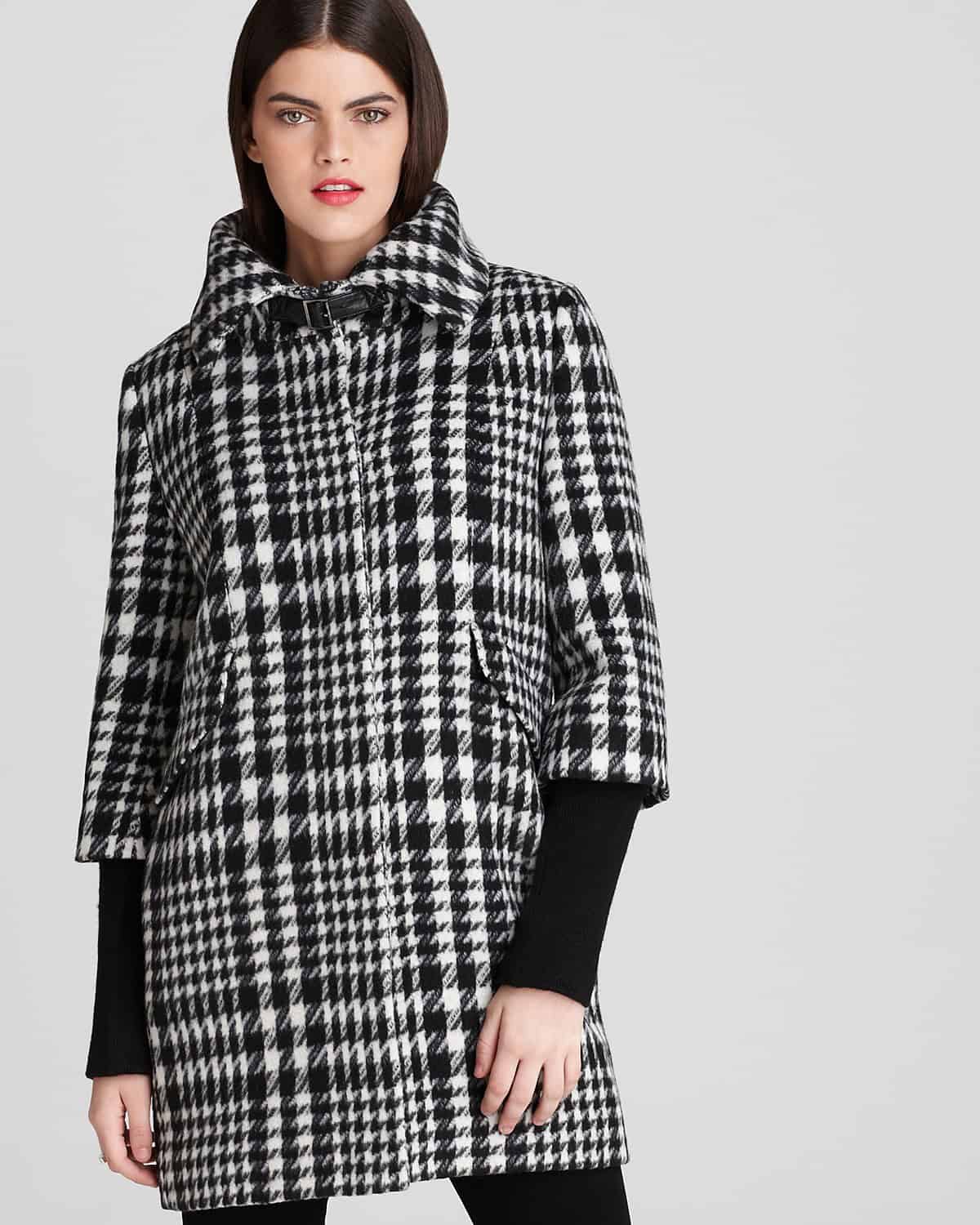 Houndstooth cocoon coat