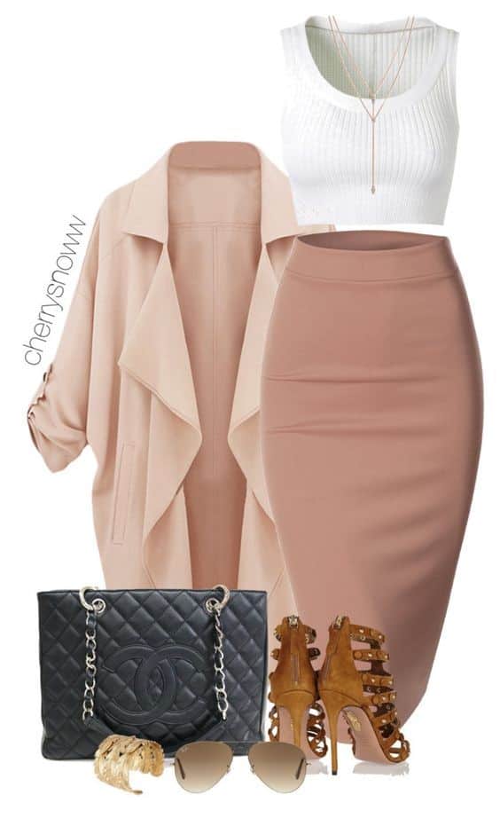 Crop Top and Pink Pencil Skirt