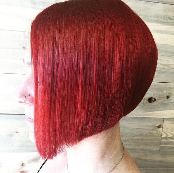 Bright red A-line bob