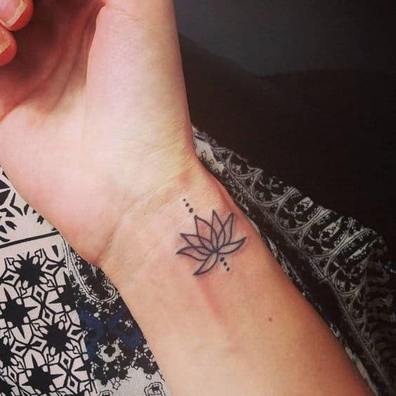 Tribal Lotus Wrist Tattoo