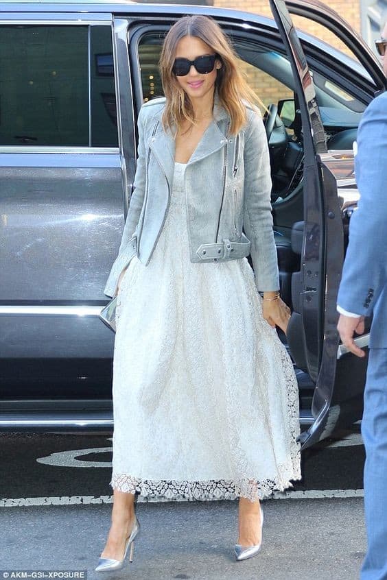 White Lace Dress with A Jacket