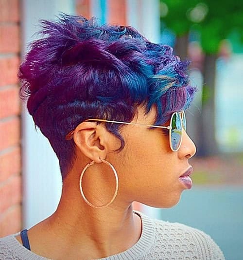 Purple and Blue Pixie Crop – short haircut for black women