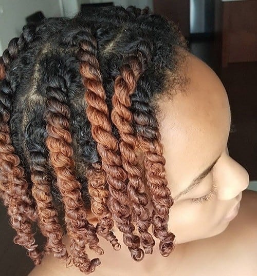 Black and Copper Chunky Twists – Cool twisted hairstyles for kids