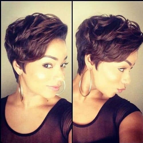 Brunette Short Hair with Culry Feathers