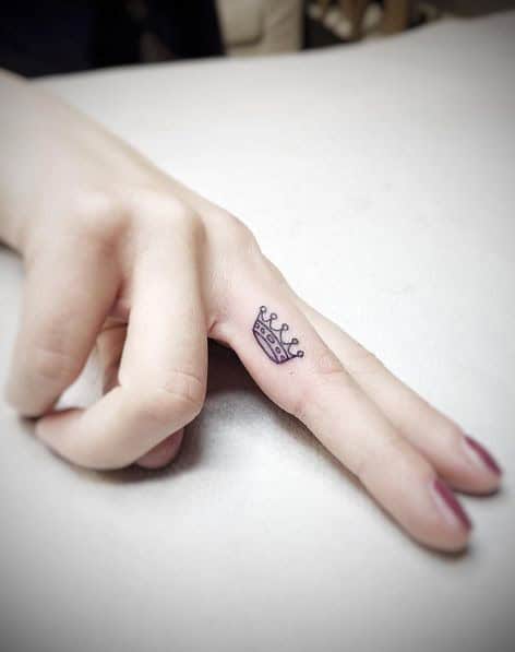 Princess Crown Finger Tattoo