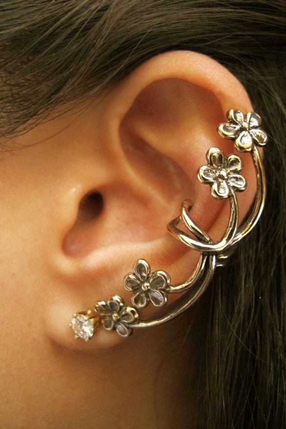 Floral ear cuff