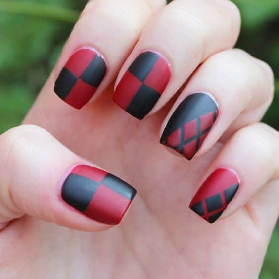 Chic Red and Black Nail Design