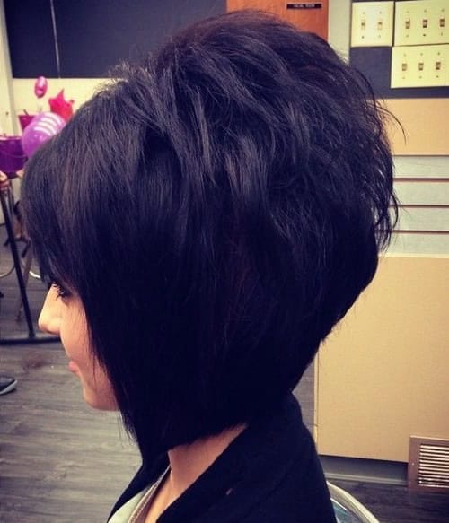 Black, Voluminous Stacked Bob