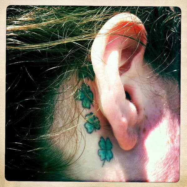 Clover Tattoo Behind the Ear