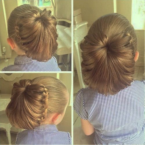 Mid-bun with side braids