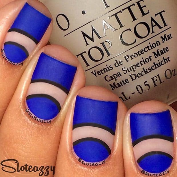 Blue Matte Nail Design for Short Nails