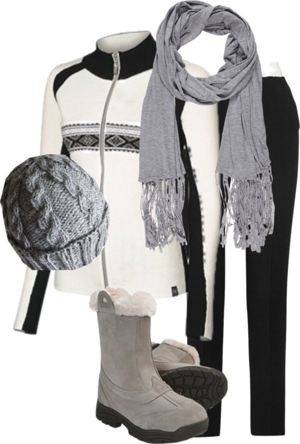 White, black and grey (from head-to-toe)