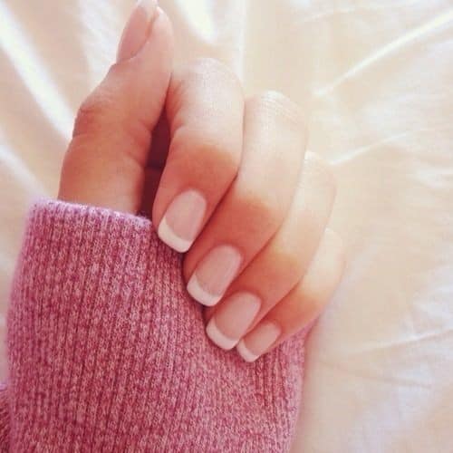 French Manicure with Flower Accent Finger