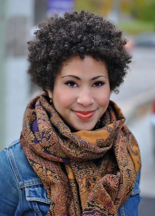 Cute and curly angled Afro