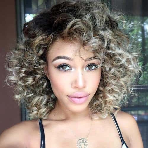 Brown to Silver Blonde Corkscrew Curls