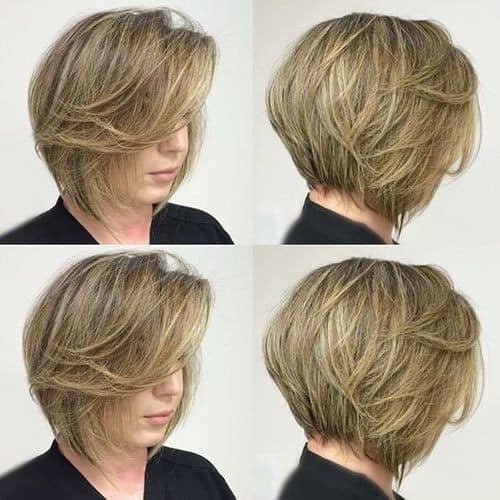 Swept Back Bob with Highlights