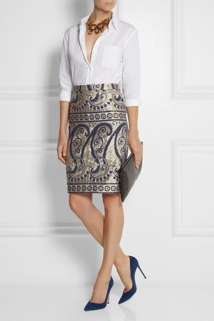 Paisley metallic skirt