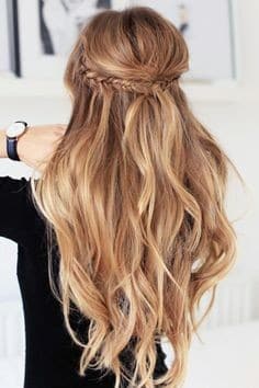 Blonde Waves with Braided Half Up Style