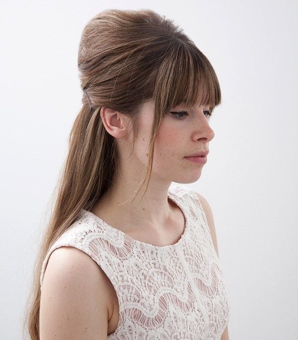 Vintage Hairstyle for long straight hair: A 1960s Half-Up Bouffant