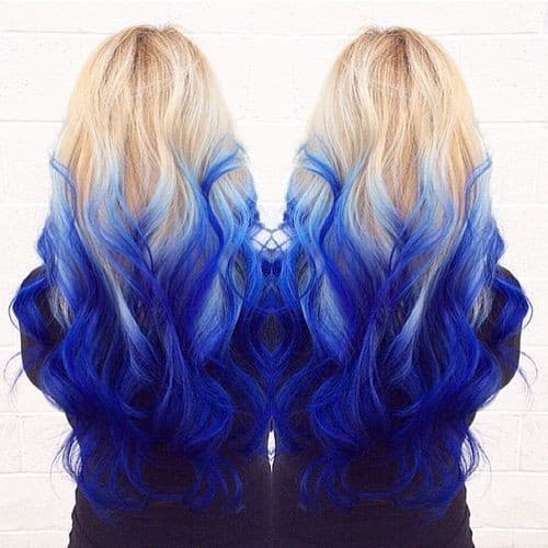 Blonde to Blue Ombre