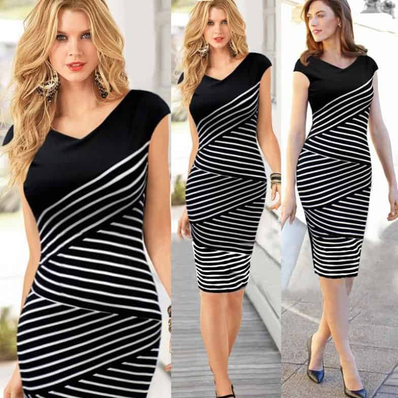 Striped bodycon dress