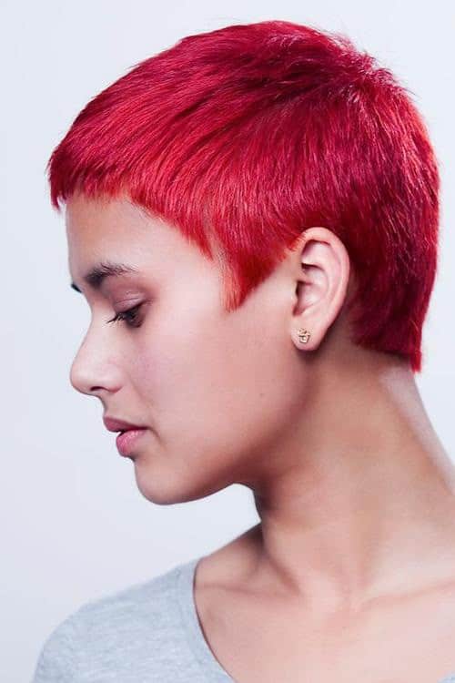 Super short red cut