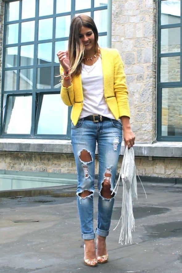 Ripped jeans and blazer