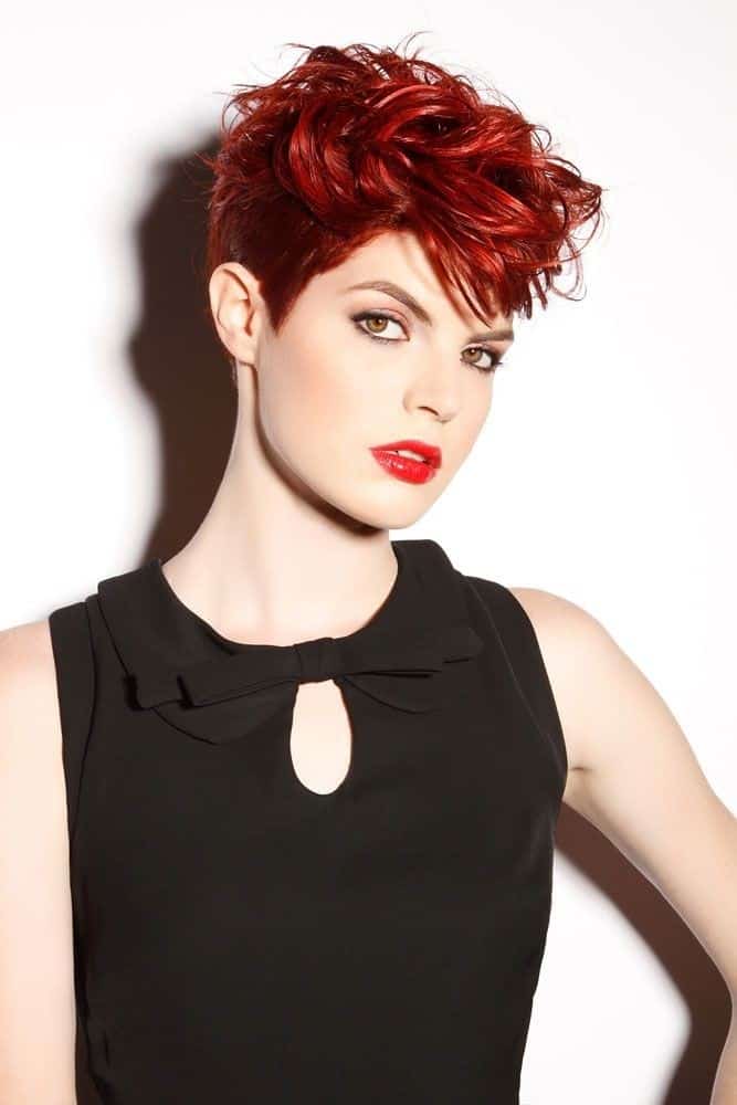 Short cut with cherry red color