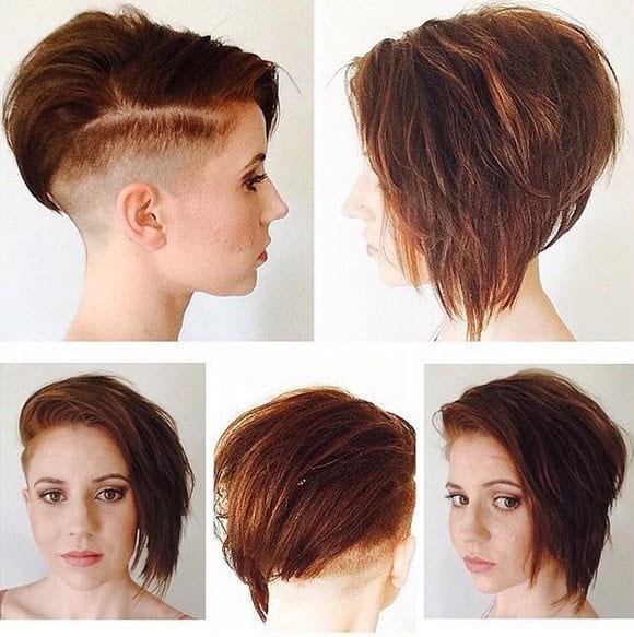 Stacked Short Haircut with Shaved Side