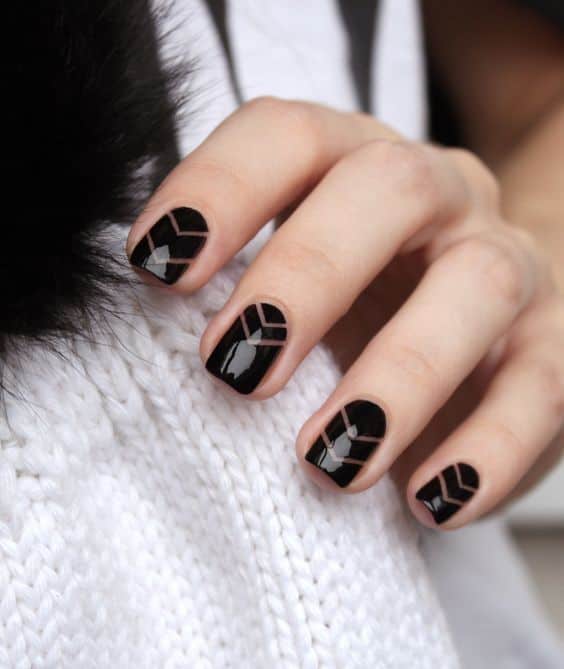 Black and Natural Nail Art