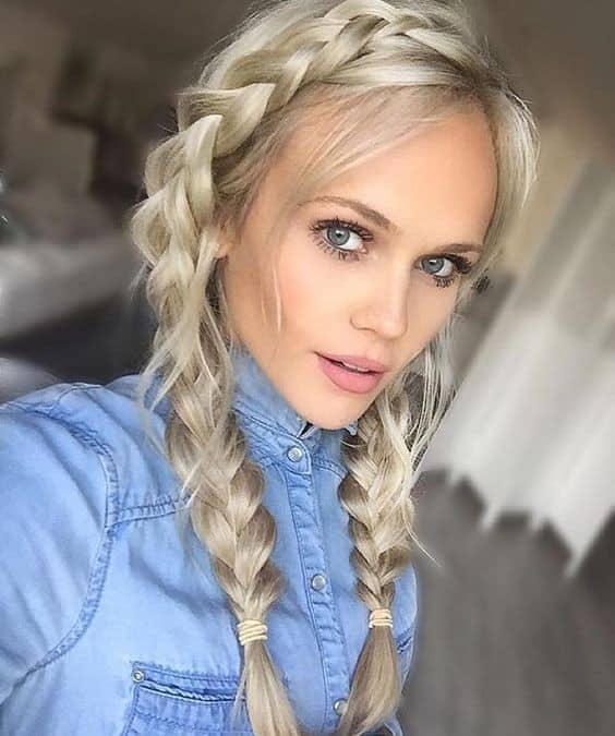 Pretty Double Braids for Blonde Hair