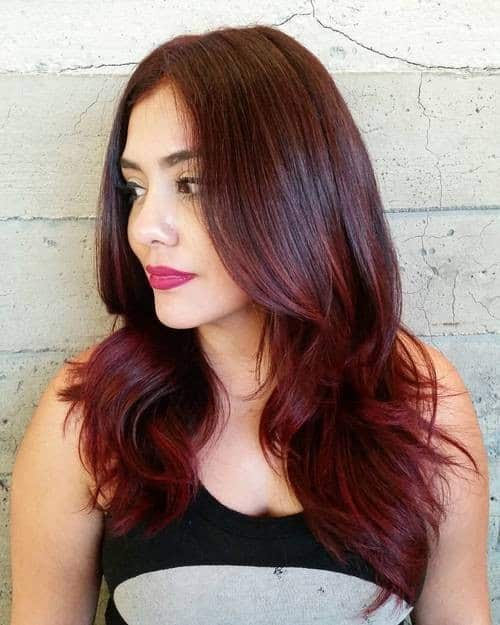 Mahogany to Red Ombre with Curls