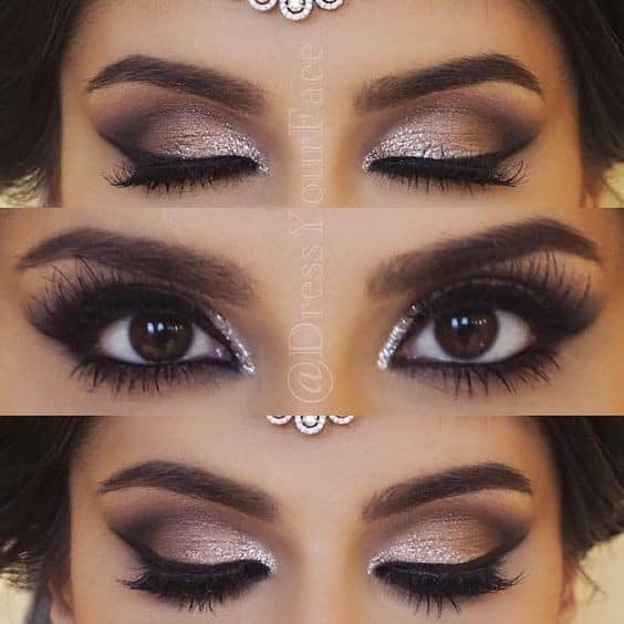 Silver and Brown Smokey Eye