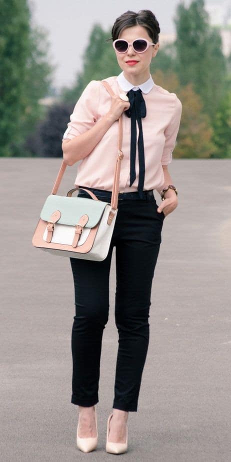 Pink Blouse Outfit for A Vintage Look