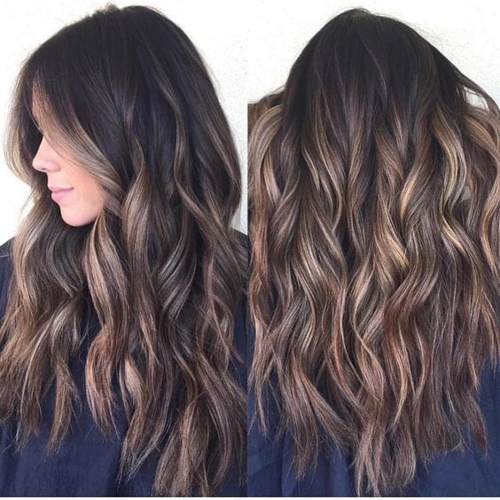 Chic layered long balayage wavy hairstyle for girls