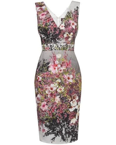 Figure flattering blossom print dress