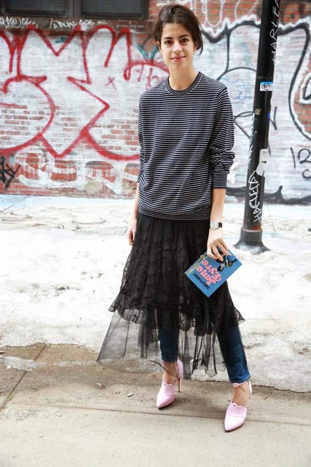 Cotton top, jeans and sheer slip