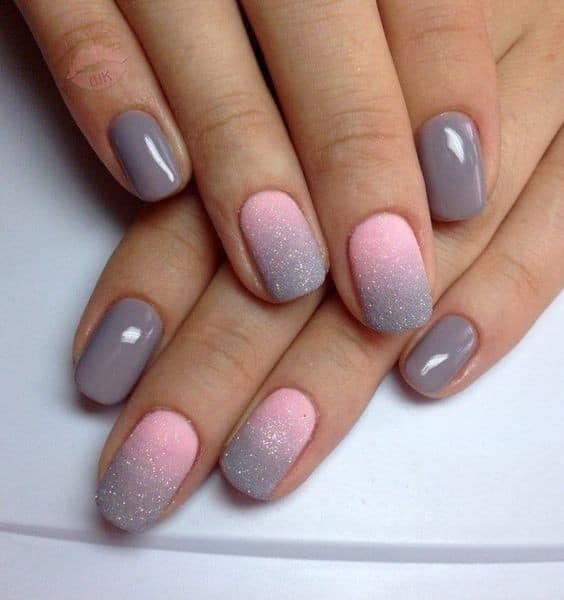 Pink and Grey Glitter Ombre