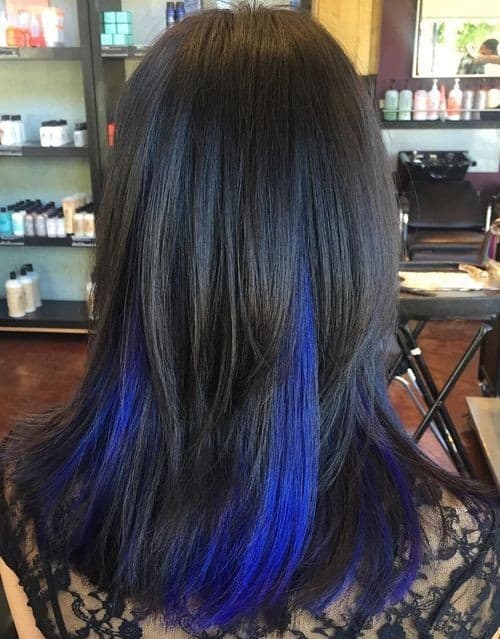 Black and Blue Straight Hair