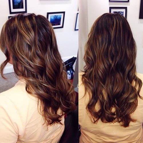 Fabulous Chocolate Long Curls with Camel Highlights