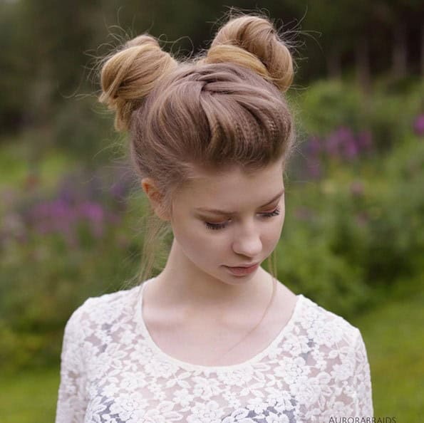 Braided French Buns with Curls