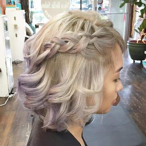 Silver and Purple Curls with Braid