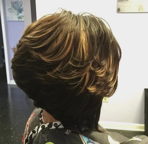 Brown and Caramel Flicked Wedge Bob