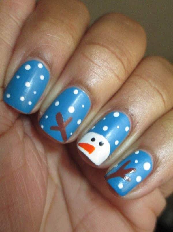 Cute Snowman Nail Design