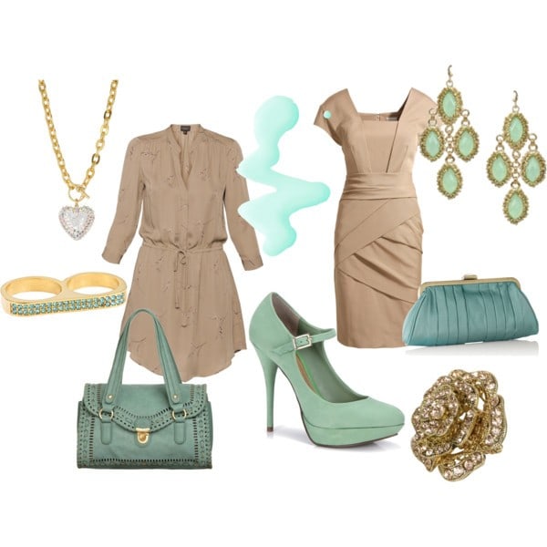 Beige dresses with limpet shell accessories