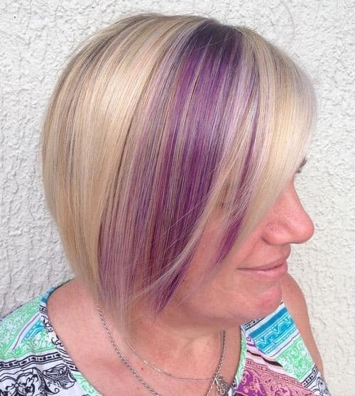 Purple and White Blonde Bob